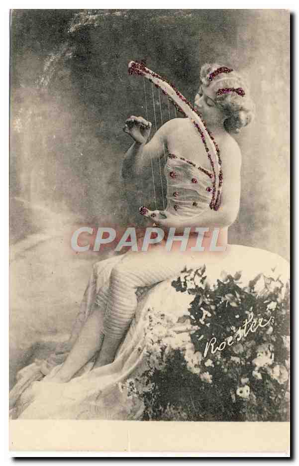 CPA Fantaisie Femme Harpe 