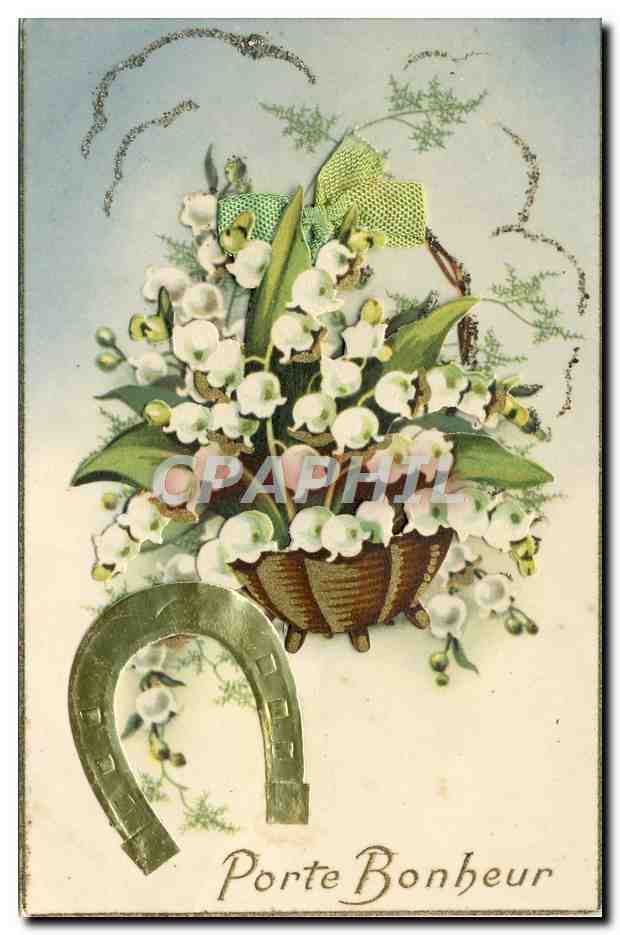 CPA Fantaisie Fleurs Muguet Fer a cheval