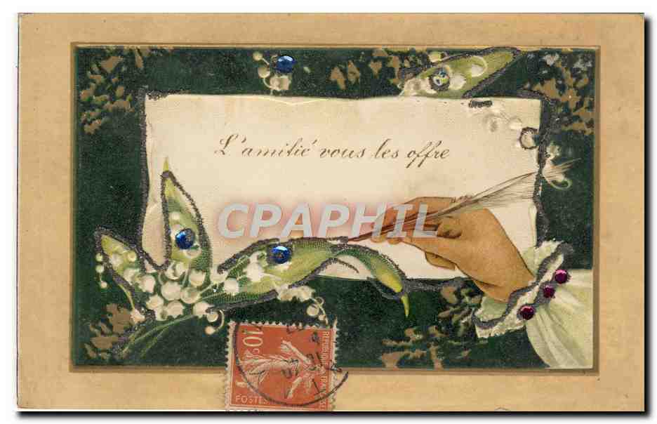 CPA Fantaisie Fleurs Muguet Main de femme