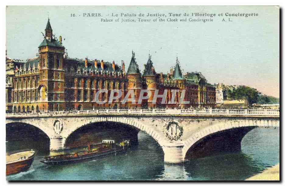 CPA Paris Le palais de justice Tour de la l'horloge et la conciergerie 