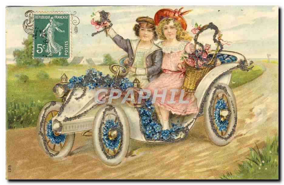 CPA Fantaisie Enfants Automobile