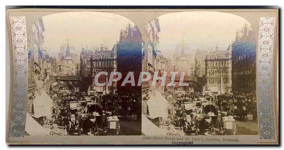 Photo Stereoscopique Fleet Street and St Paul's London England