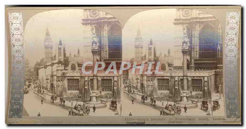 Photo Stereoscopique King's Entrance to Westminster Abbey London England