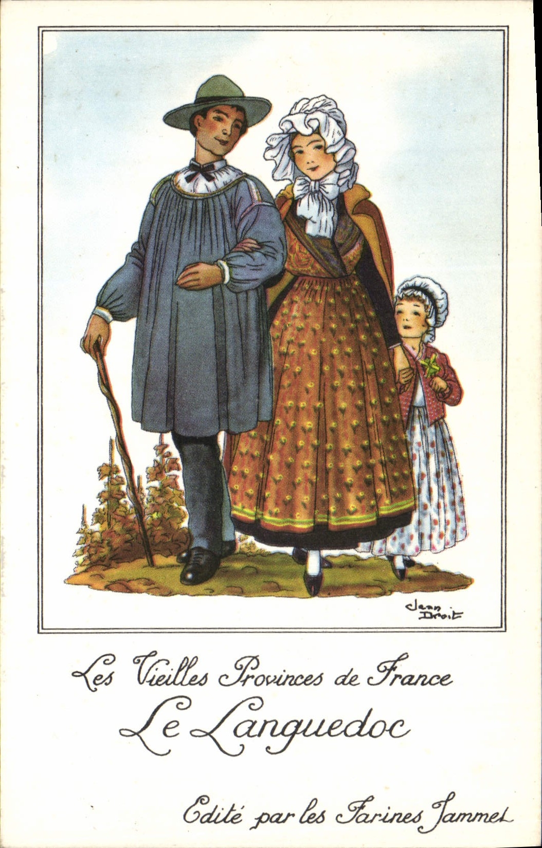 CPM Les Vieilles Provinces de France Languedoc Publicite Farines Jammet Folklore