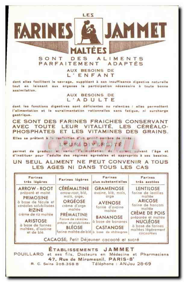 CPM Les Vieilles Provinces de France Languedoc Publicite Farines Jammet Folklore — Rückseite