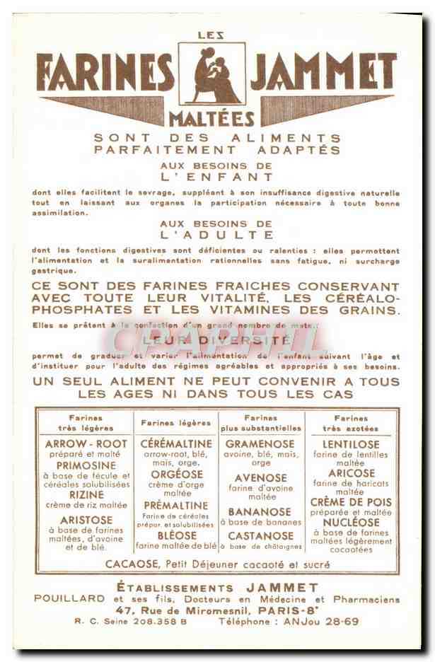 CPM Les Vieilles Provinces de France Ile de France Publicite Farines Jammet Folklore — Rückseite