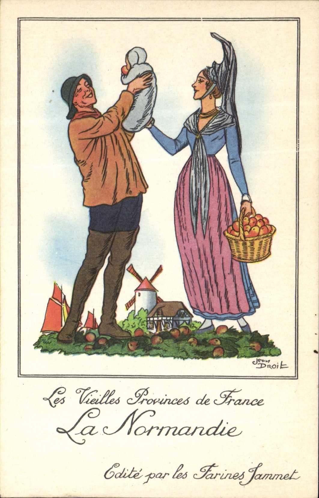 CPM Les Vieilles Provinces de France Normandie Publicite Farines Jammet Folklore