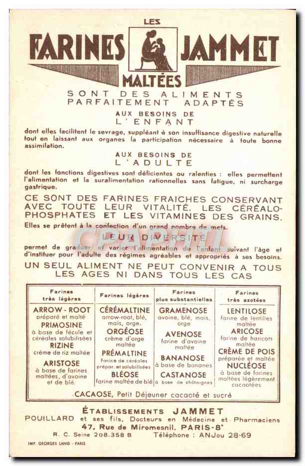 CPM Les Vieilles Provinces de France Normandie Publicite Farines Jammet Folklore — Rückseite