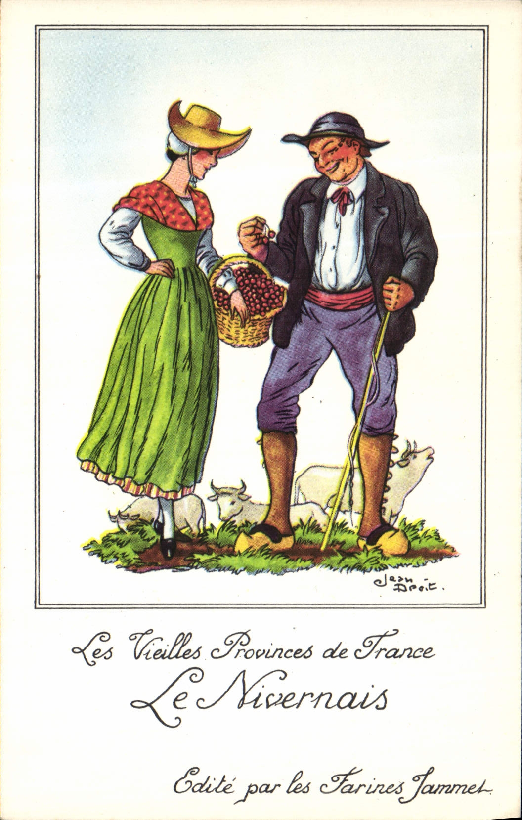 CPM Les Vieilles Provinces de France Nivernais Publicite Farines Jammet Folklore