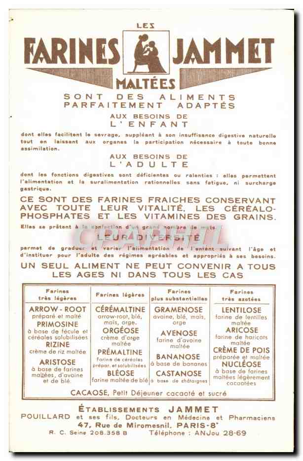 CPM Les Vieilles Provinces de France Comte de Nice Publicite Farines Jammet Folklore — Rückseite