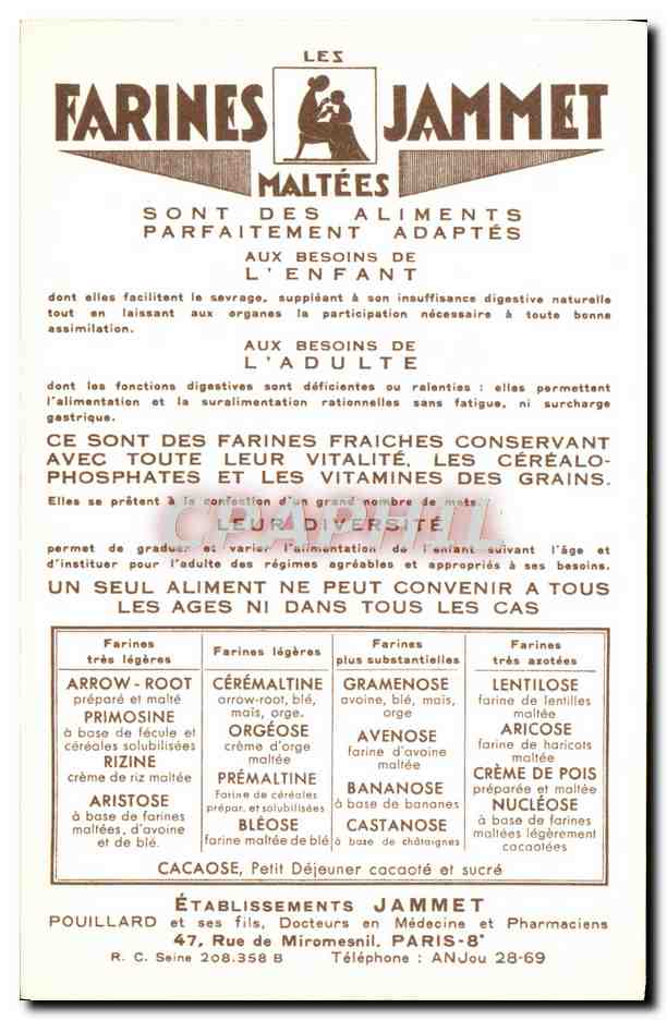 CPM Les Vieilles Provinces de France Dauphine Publicite Farines Jammet Folklore — Verso