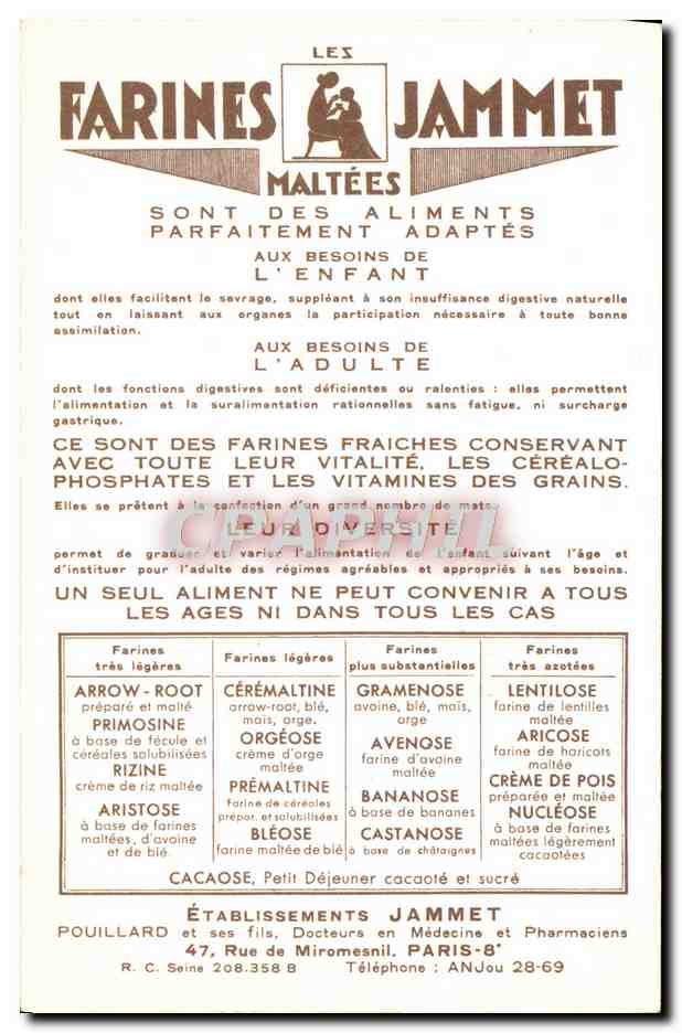 CPM Les Vieilles Provinces de France Franche Comte Publicite Farines Jammet Folklore — Rückseite