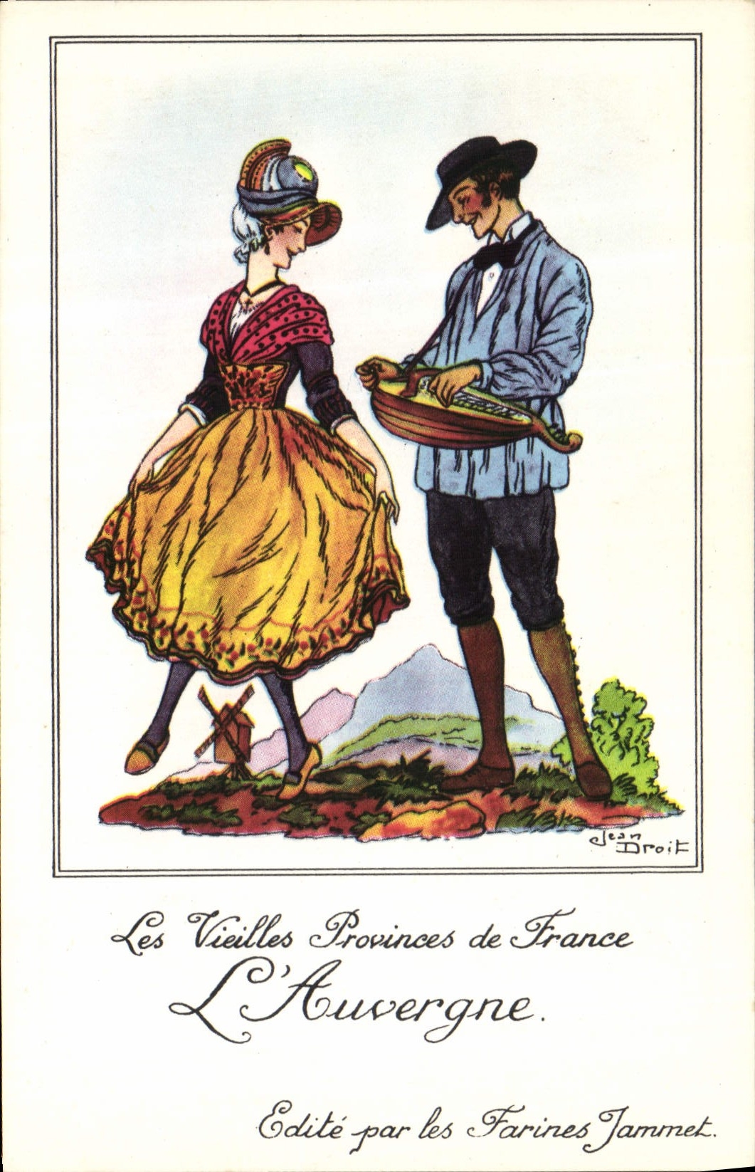 CPM Les Vieilles Provinces de France Auvergne Publicite Farines Jammet Folklore