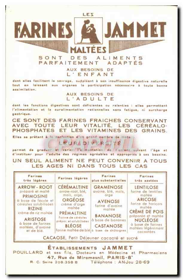 CPM Les Vieilles Provinces de France Bearn Publicite Farines Jammet Folklore — Rückseite