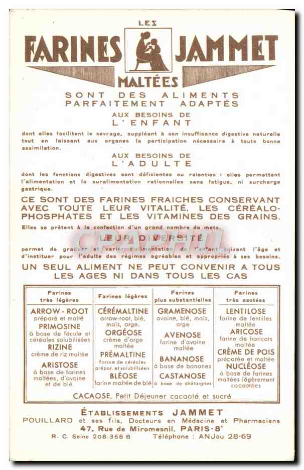 CPM Les Vieilles Provinces de France Berry Publicite Farines Jammet Folklore — Verso