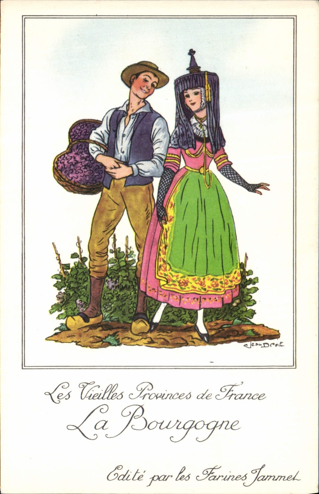 CPM Les Vieilles Provinces de France Bourgogne Publicite Farines Jammet Folklore