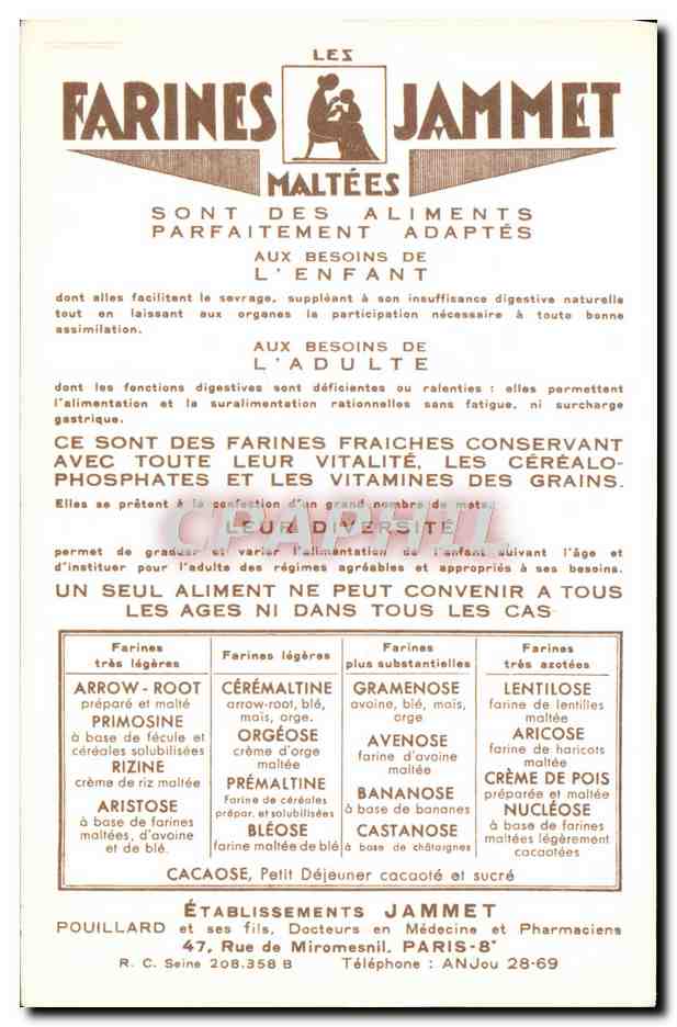 CPM Les Vieilles Provinces de France Bourgogne Publicite Farines Jammet Folklore — Rückseite