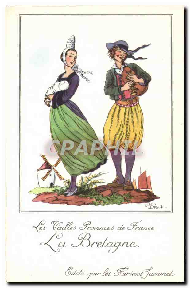 CPM Les Vieilles Provinces de France Bretagne Publicite Farines Jammet Folklore