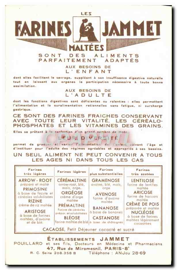 CPM Les Vieilles Provinces de France Champagne Publicite Farines Jammet Folklore — Rückseite