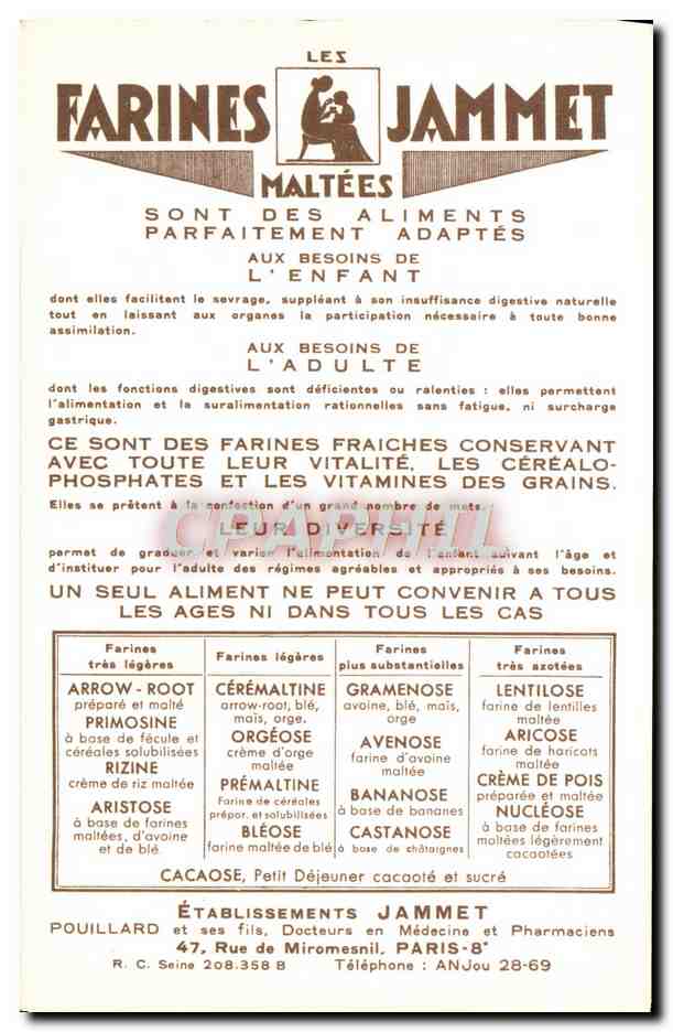 CPM Les Vieilles Provinces de France Artois Publicite Farines Jammet Folklore — Rückseite