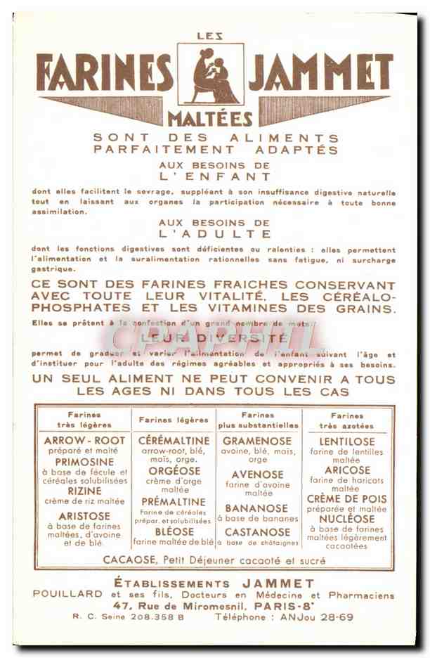 CPM Les Vieilles Provinces de France Aunis Publicite Farines Jammet Folklore — Rückseite