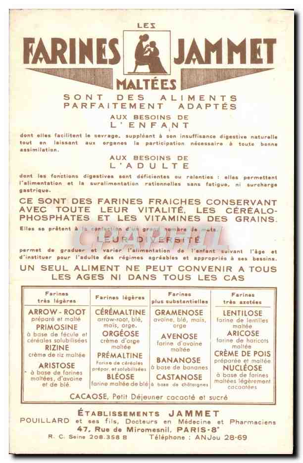 CPM Les Vieilles Provinces de France Touraine Publicite Farines Jammet Folklore — Rückseite