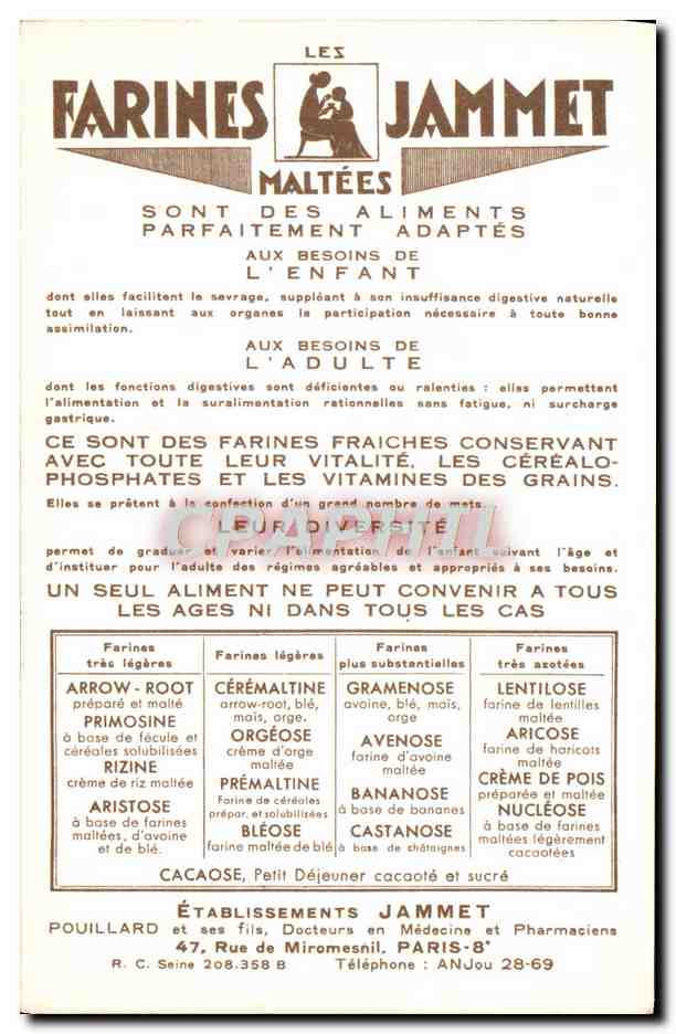 CPM Les Vieilles Provinces de France Savoie Publicite Farines Jammet Folklore Castor  — Verso