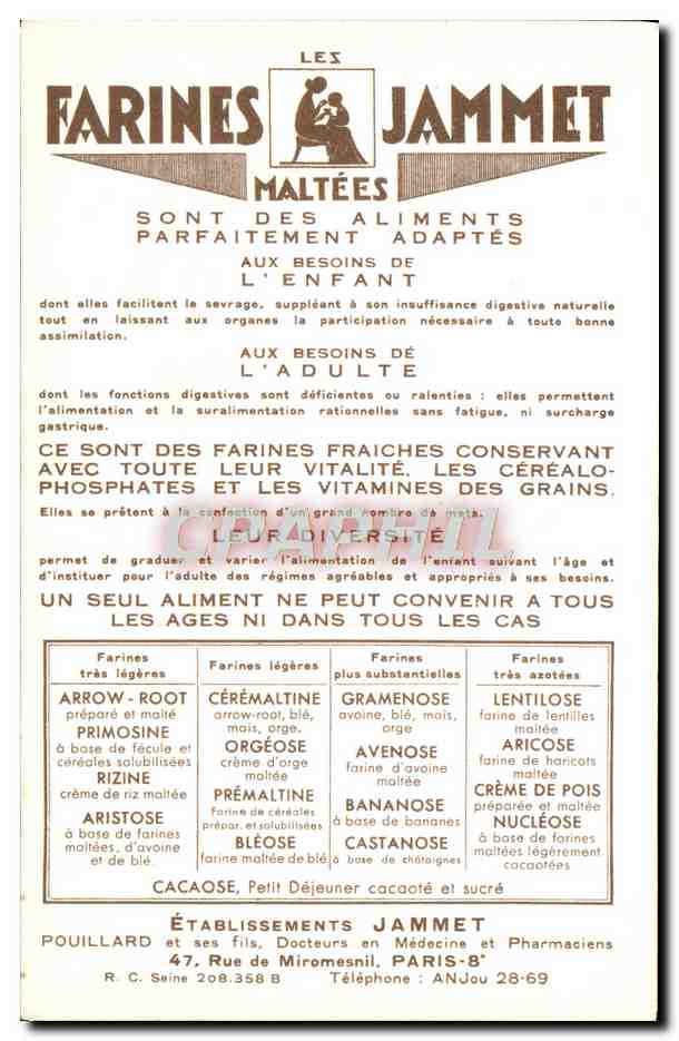 CPM Les Vieilles Provinces de France Anjou Vignes Publicite Farines Jammet Folklore — Rückseite