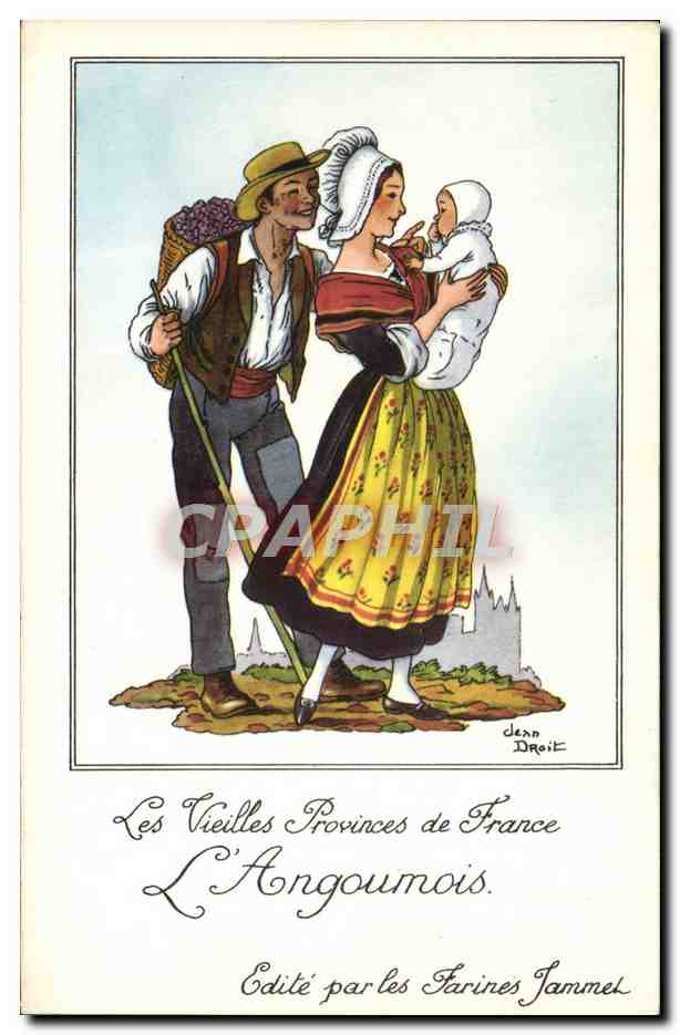 CPM Les Vieilles Provinces de France Augoumois Publicite Farines Jammet Folklore