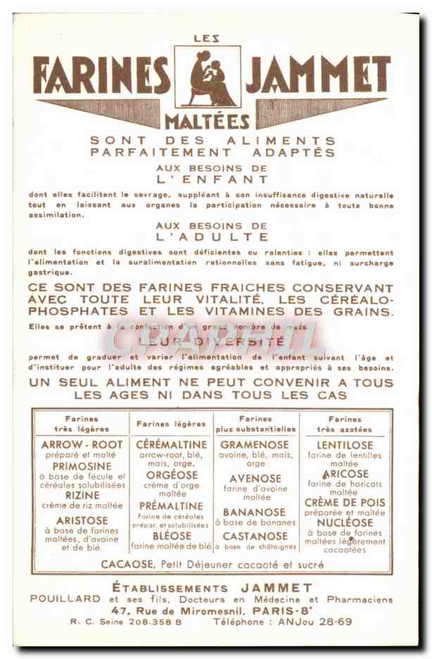 CPM Les Vieilles Provinces de France Augoumois Publicite Farines Jammet Folklore — Rückseite