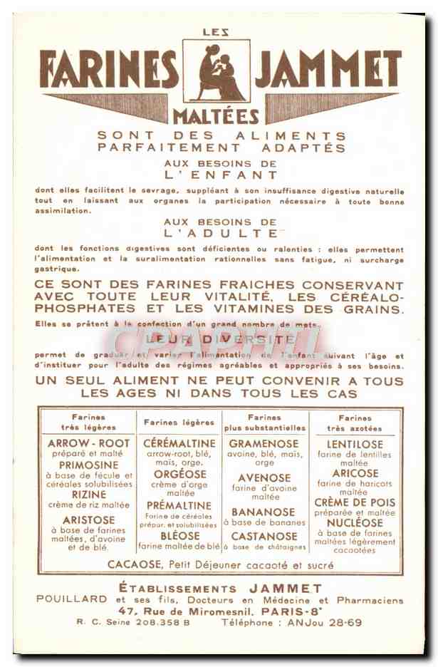 CPM Les Vieilles Provinces de France Lorraine Lapin Publicite Farines Jammet Folklore — Rückseite
