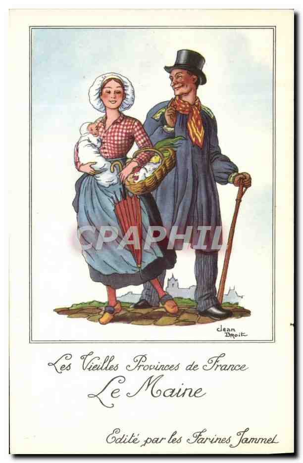 CPM Les Vieilles Provinces de France Maine Publicite Farines Jammet Folklore