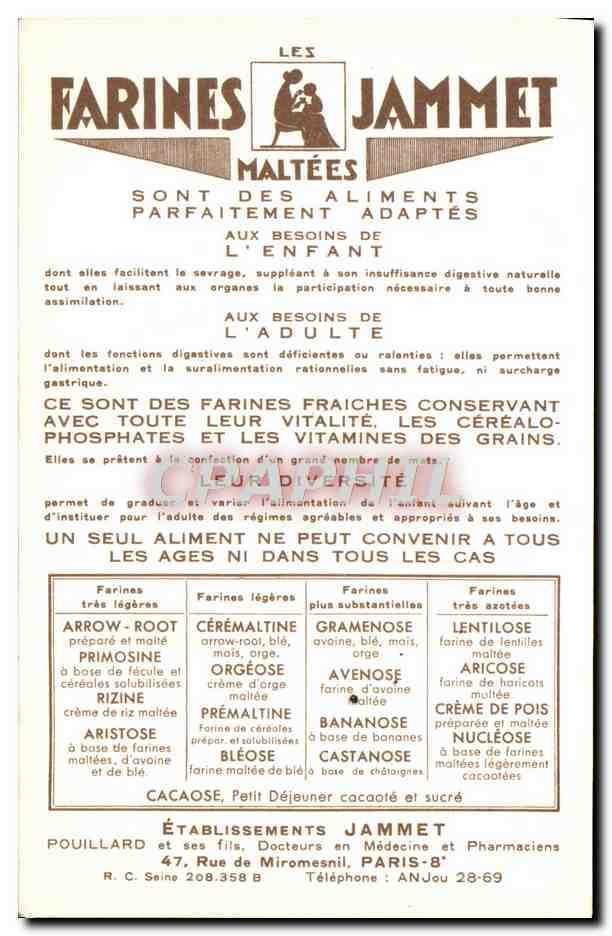 CPM Les Vieilles Provinces de France Maine Publicite Farines Jammet Folklore — Rückseite