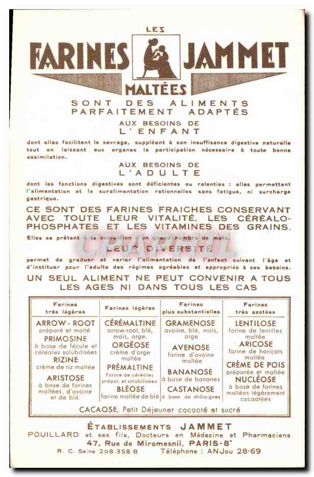 CPM Les Vieilles Provinces de France Gascogne Publicite Farines Jammet Folklore — Rückseite