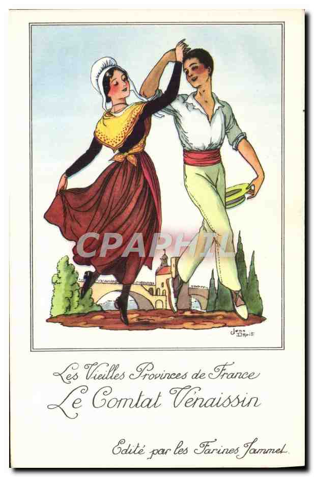 CPM Les Vieilles Provinces de France Comtat Venaissin Publicite Farines Jammet Folklore