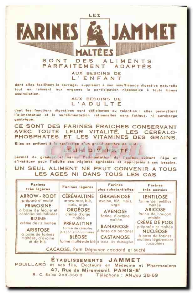 CPM Les Vieilles Provinces de France Comtat Venaissin Publicite Farines Jammet Folklore — Verso
