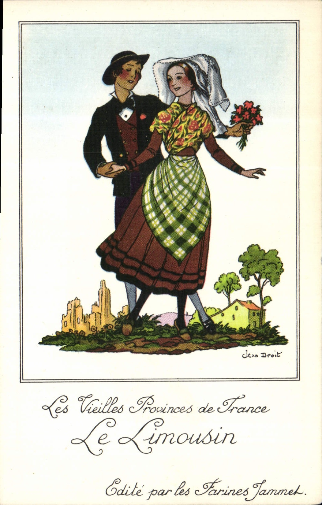 CPM Les Vieilles Provinces de France Limousin Publicite Farines Jammet Folklore