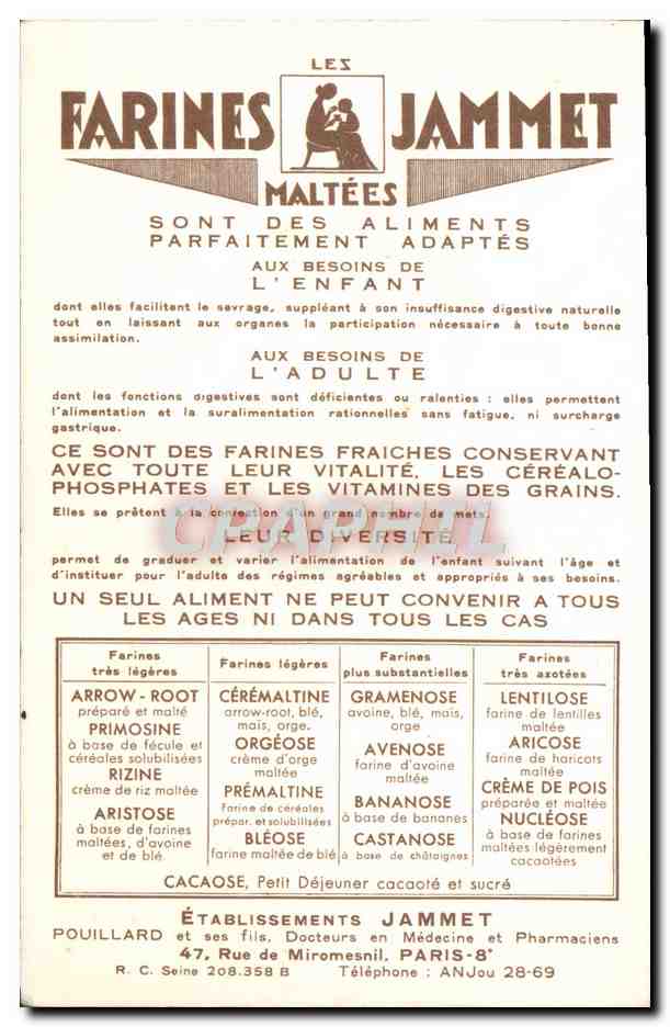 CPM Les Vieilles Provinces de France Limousin Publicite Farines Jammet Folklore — Rückseite