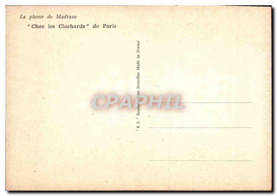 CPM Chez Les Clochards de Paris Madrazo — Rückseite