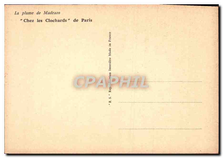 CPA Chez Les Clochards de Paris Vieillards Chien Madrazo — Rückseite