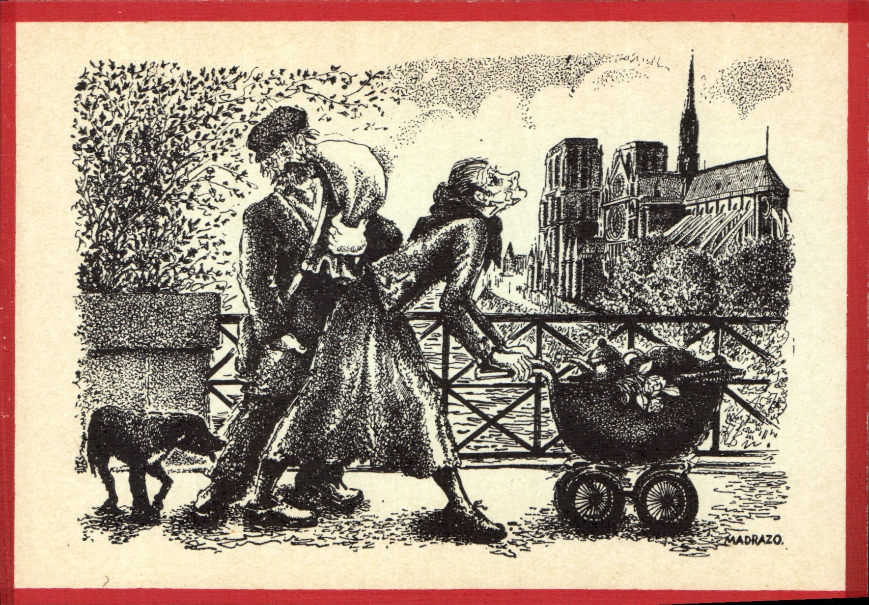 CPA Chez Les Clochards de Paris Femme Poussette Madrazo Chien