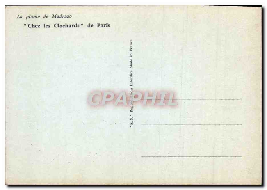 CPA Chez Les Clochards de Paris Madrazo Femme Homme Chien  — Rückseite