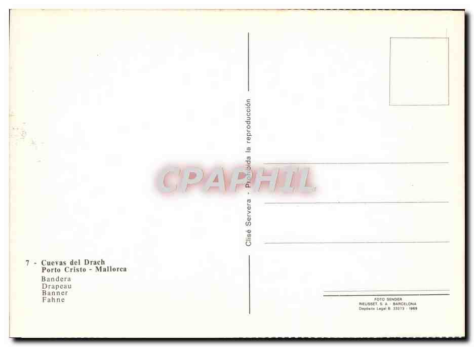 CPM Cuevas del Drach Porto Cristo Mallorca Bandera — Rückseite
