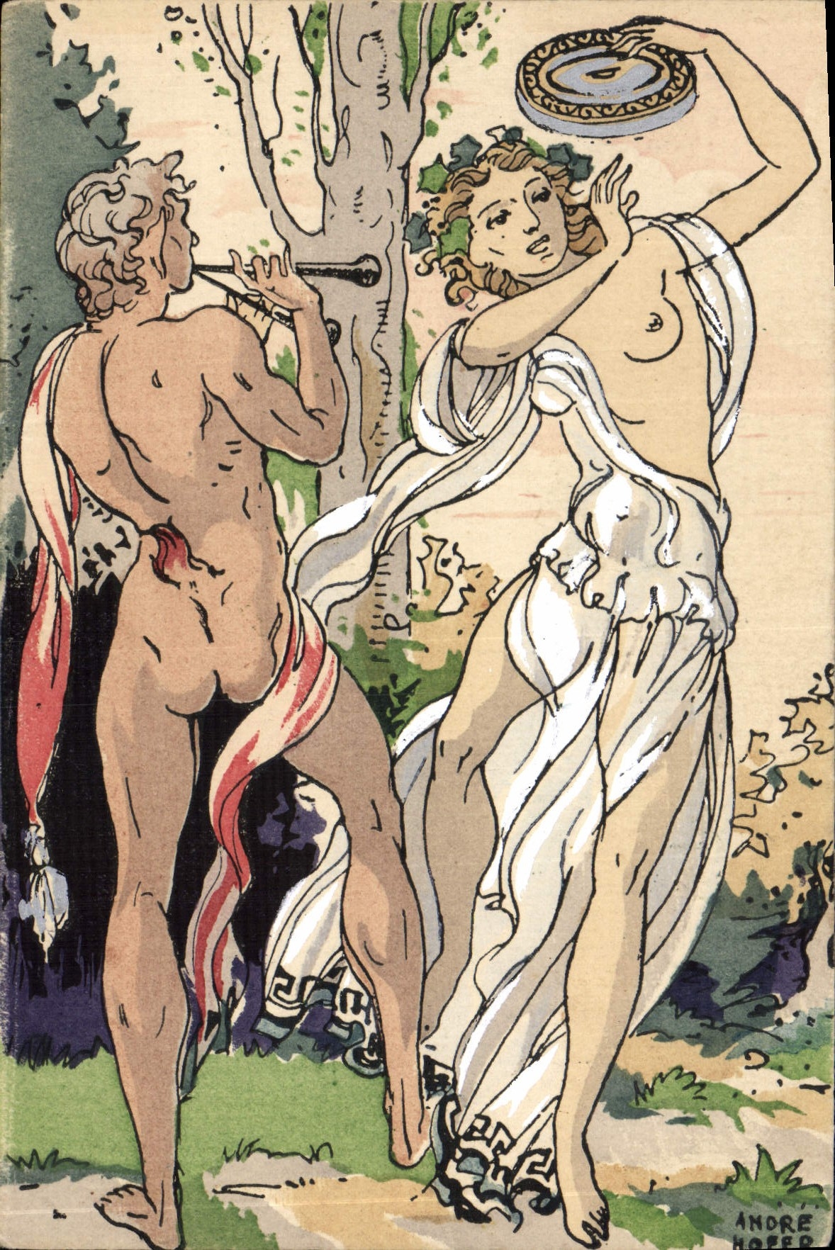 CPA La danse a travers les ages Andre Hofer Danses Antiques Satyre Et Driade