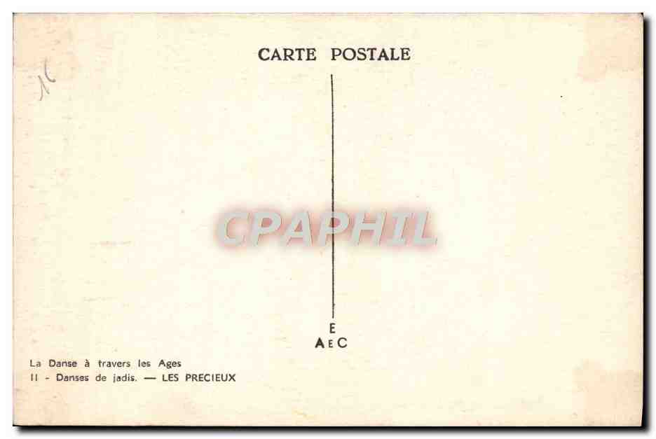 CPA La danse a travers les ages Andre Hofer Danses de Iadis Les Precieux — Rückseite