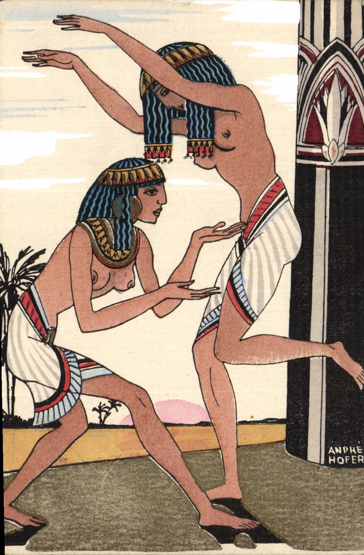 CPA La danse a travers les ages Andre Hofer Egypte Danseuses Egyptiennes