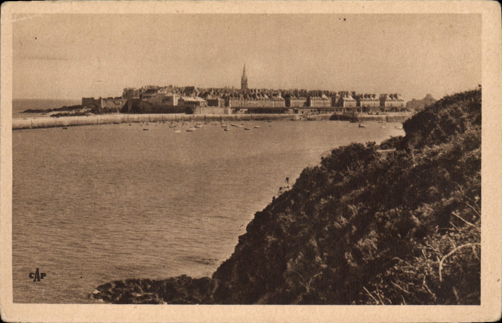 Antike Ansichtskarte Saint Malo Allgemeiner Blick vom Aleth-Promenadepfad