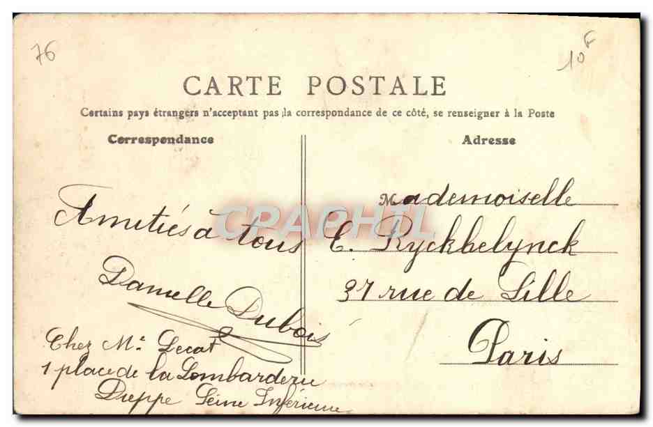 CPA Dieppe Le Courrier de Brigthon Entrant dans le Port Bateau — Rückseite