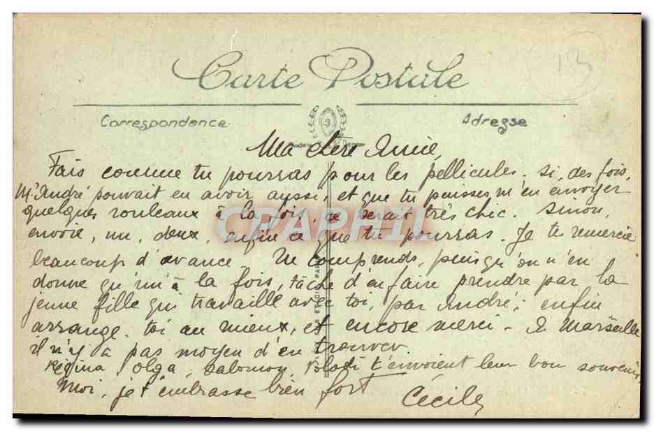 CPA Marseille Le Chatau d'lf Bateau — Rückseite