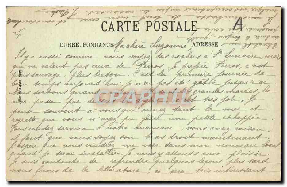 CPA Saint Lunaire Le Trou du Chat — Verso